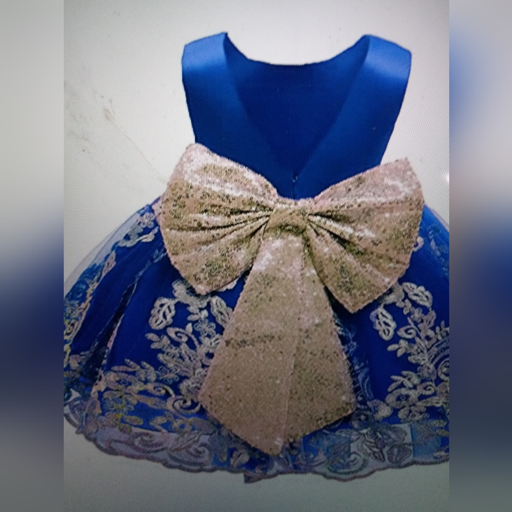 Infant pageant smash cake party tuti embroidered sequin removable bow lace dress - Picture 4 of 11